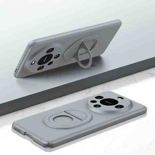 For Huawei Mate 60 Pro / 60 Pro+ Magsafe Hidden Fold Holder Full Coverage Shockproof Phone Case(Grey)