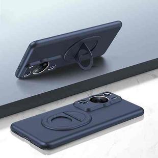 For Huawei P60 / P60 Pro Magsafe Hidden Fold Holder Full Coverage Shockproof Phone Case(Blue)
