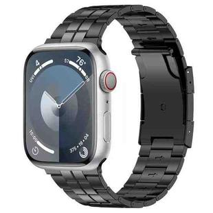 For Apple Watch SE 2023 44mm Tortoise Buckle Titanium Steel Watch Band(Black)