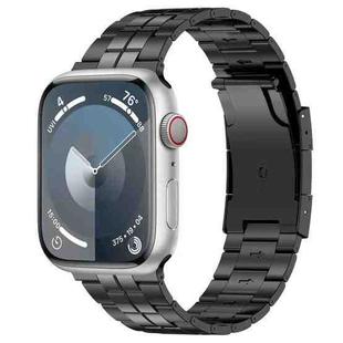 For Apple Watch Series 9 45mm Tortoise Buckle Titanium Steel Watch Band(Black)