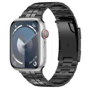 For Apple Watch Series 5 44mm Tortoise Buckle Titanium Steel Watch Band(Black)
