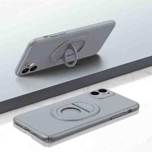For iPhone 11 Magsafe Hidden Fold Holder Full Coverage Shockproof Phone Case(Grey)