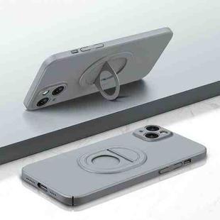 For iPhone 14 Magsafe Hidden Fold Holder Full Coverage Shockproof Phone Case(Grey)