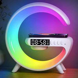 G69 G Shape Smart Bluetooth Speaker Support Wireless Charger & Alarm Clock & Wake-up Light, Without APP(White)