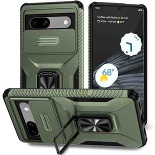 For Google Pixel 7a Sliding Camshield Holder Phone Case(Alpine Green)