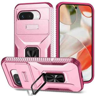 For Google Pixel 9a Sliding Camshield Holder Phone Case(Pink + Rose Red)