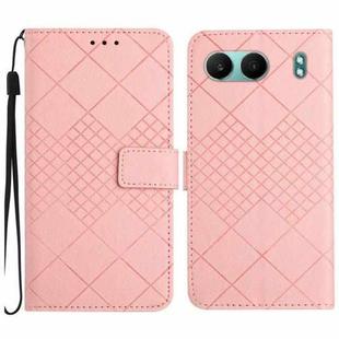 For OnePlus Nord 4 5G Rhombic Grid Texture Leather Phone Case(Pink)