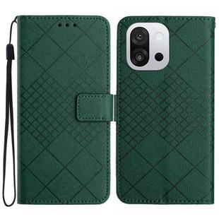 For OnePlus 13T Rhombic Grid Texture Leather Phone Case(Green)