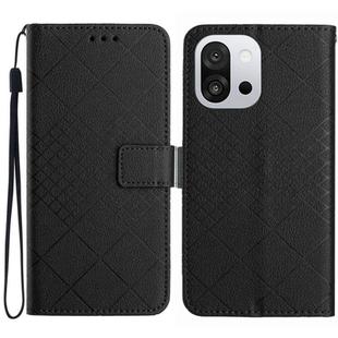 For OnePlus 13T Rhombic Grid Texture Leather Phone Case(Black)