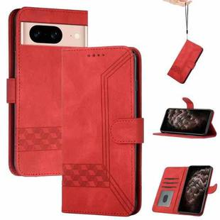 For Google Pixel 8a Cubic Skin Feel Flip Leather Phone Case(Red)