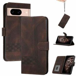 For Google Pixel 8a Cubic Skin Feel Flip Leather Phone Case(Brown)