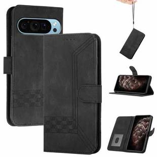 For Google Pixel 9 Cubic Skin Feel Flip Leather Phone Case(Black)