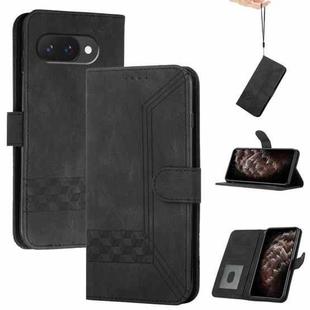 For Google Pixel 9a Cubic Skin Feel Flip Leather Phone Case(Black)