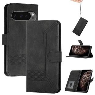 For Google Pixel 10 / Pixel 10 Pro Cubic Skin Feel Flip Leather Phone Case(Black)
