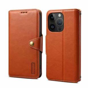 For iPhone 14 Pro Max Denior Cowhide Texture Wallet Style Leather Phone Case(Brown)