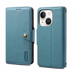 For iPhone 13 Denior Cowhide Texture Wallet Style Leather Phone Case(Blue)