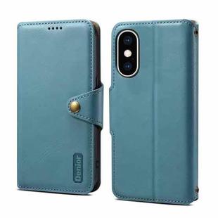 For iPhone XS Max Denior Cowhide Texture Wallet Style Leather Phone Case(Blue)