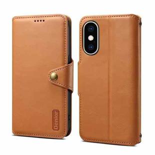 For iPhone XS Max Denior Cowhide Texture Wallet Style Leather Phone Case(Khaki)