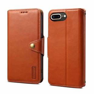 For iPhone 8 Plus / 7 Plus Denior Cowhide Texture Wallet Style Leather Phone Case(Brown)