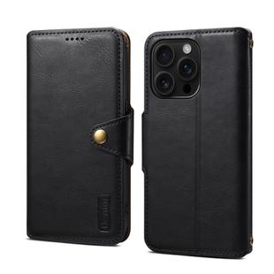 For iPhone 16 Pro Denior Cowhide Texture Wallet Style Leather Phone Case(Black)