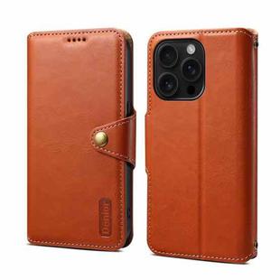 For iPhone 16 Pro Denior Cowhide Texture Wallet Style Leather Phone Case(Brown)