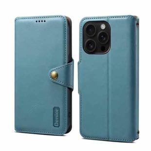 For iPhone 16 Pro Denior Cowhide Texture Wallet Style Leather Phone Case(Blue)