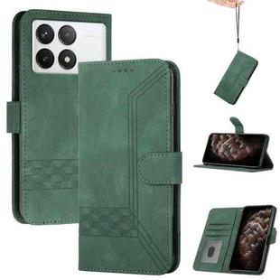 For Xiaomi Redmi K70E Cubic Skin Feel Flip Leather Phone Case(Green)
