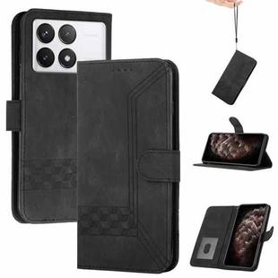 For Xiaomi Redmi K70E Cubic Skin Feel Flip Leather Phone Case(Black)