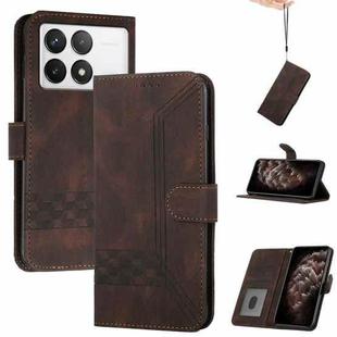 For Xiaomi Redmi K70E Cubic Skin Feel Flip Leather Phone Case(Brown)