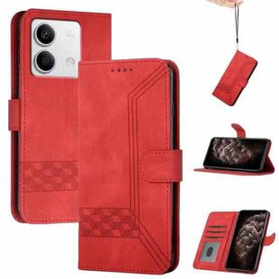 For Xiaomi Redmi Note 13 4G Cubic Skin Feel Flip Leather Phone Case(Red)