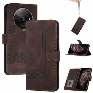 For Xiaomi Redmi A3 Cubic Skin Feel Flip Leather Phone Case(Brown)