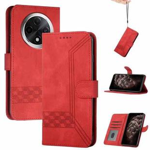 For Xiaomi Redmi A3 Pro Cubic Skin Feel Flip Leather Phone Case(Red)