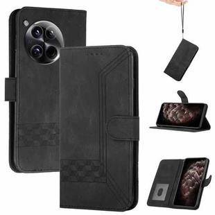 Cubic Skin Feel Flip Leather Phone Case For OnePlus 12(Black)