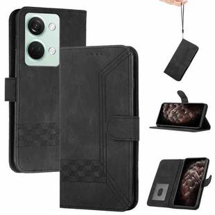 Cubic Skin Feel Flip Leather Phone Case For OnePlus Ace 2V(Black)