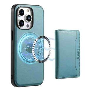 For iPhone 15 Pro Max Denior Cowhide Texture Leather MagSafe Detachable Wallet Phone Case(Blue)