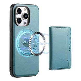 For iPhone 14 Pro Max Denior Cowhide Texture Leather MagSafe Detachable Wallet Phone Case(Blue)