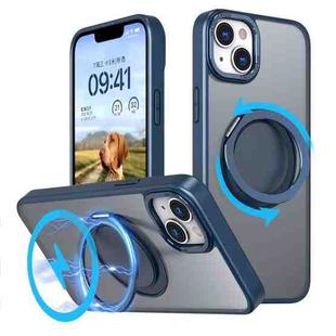 For iPhone 14 360-degree Rotating MagSafe Magnetic Holder Phone Case(Navy Blue)