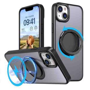 For iPhone 14 Plus 360-degree Rotating MagSafe Magnetic Holder Phone Case(Black)