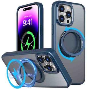 For iPhone 14 Pro 360-degree Rotating MagSafe Magnetic Holder Phone Case(Navy Blue)