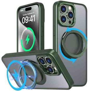 For iPhone 15 Pro Max 360-degree Rotating MagSafe Magnetic Holder Phone Case(Green)