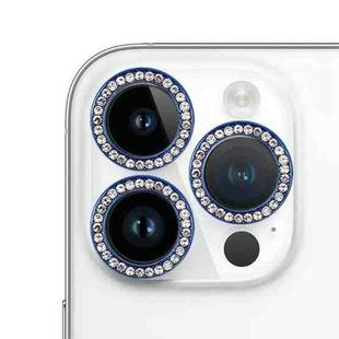 For iPhone 15 Pro Max / 15 Pro 9H Point Drill Camera Lens Protector Ring(Blue)