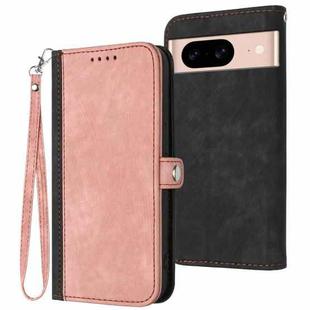 For Google Pixel 8a Side Buckle Double Fold Hand Strap Leather Phone Case(Pink)