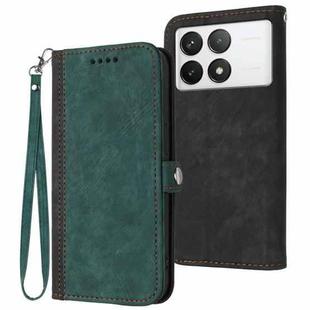 For Xiaomi Redmi K70 Side Buckle Double Fold Hand Strap Leather Phone Case(Dark Green)