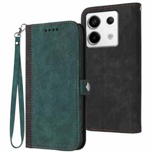 For Xiaomi Redmi Note 13 Pro 4G Side Buckle Double Fold Hand Strap Leather Phone Case(Dark Green)