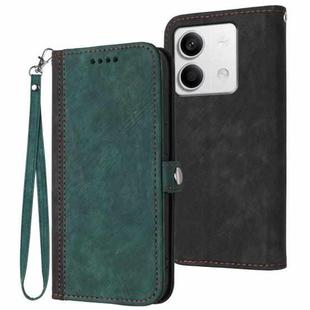 For Xiaomi Redmi Note 13 4G Side Buckle Double Fold Hand Strap Leather Phone Case(Dark Green)