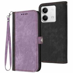 For Xiaomi Redmi Note 13 4G Side Buckle Double Fold Hand Strap Leather Phone Case(Purple)