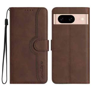 For Google Pixel 8a Heart Pattern Skin Feel Leather Phone Case(Brown)