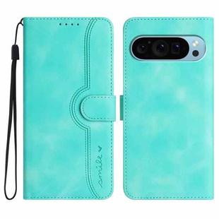 For Google Pixel 9 Pro Heart Pattern Skin Feel Leather Phone Case(Light Blue)