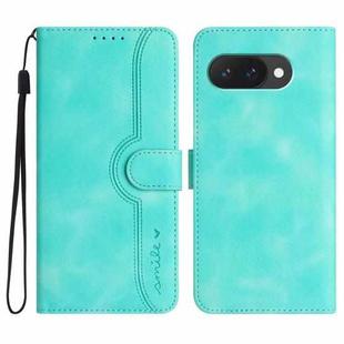 For Google Pixel 9a Heart Pattern Skin Feel Leather Phone Case(Light Blue)