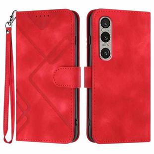 For Sony Xperia 1 VI Line Pattern Skin Feel Leather Phone Case(Red)